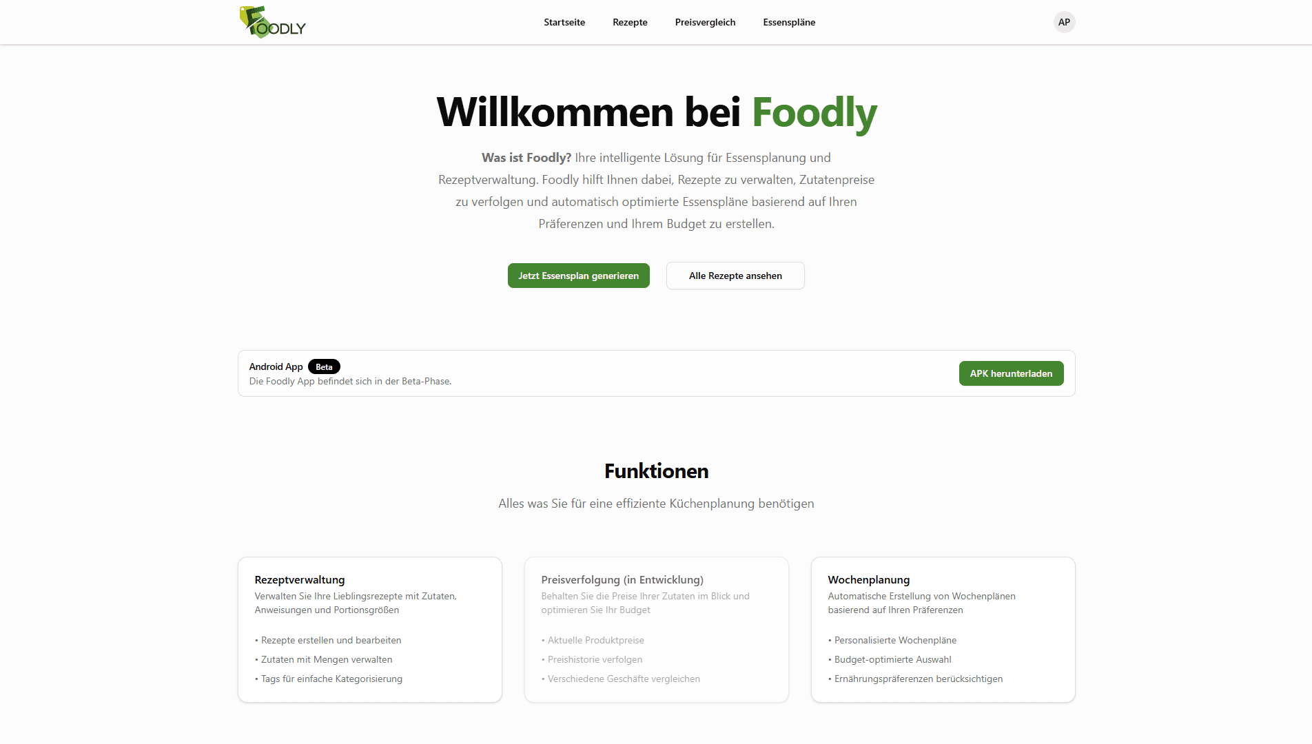 Screenshot von foodly.at - Webentwicklungsprojekt von Fishtech